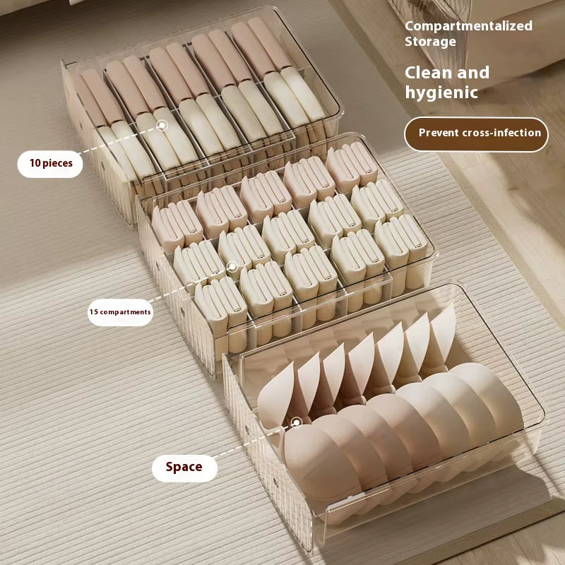 Underwear Classification Drawer Style Storage Box Household Dust-Proof Partition Detachable Plastic Wardrobe Sock Storage Boxes