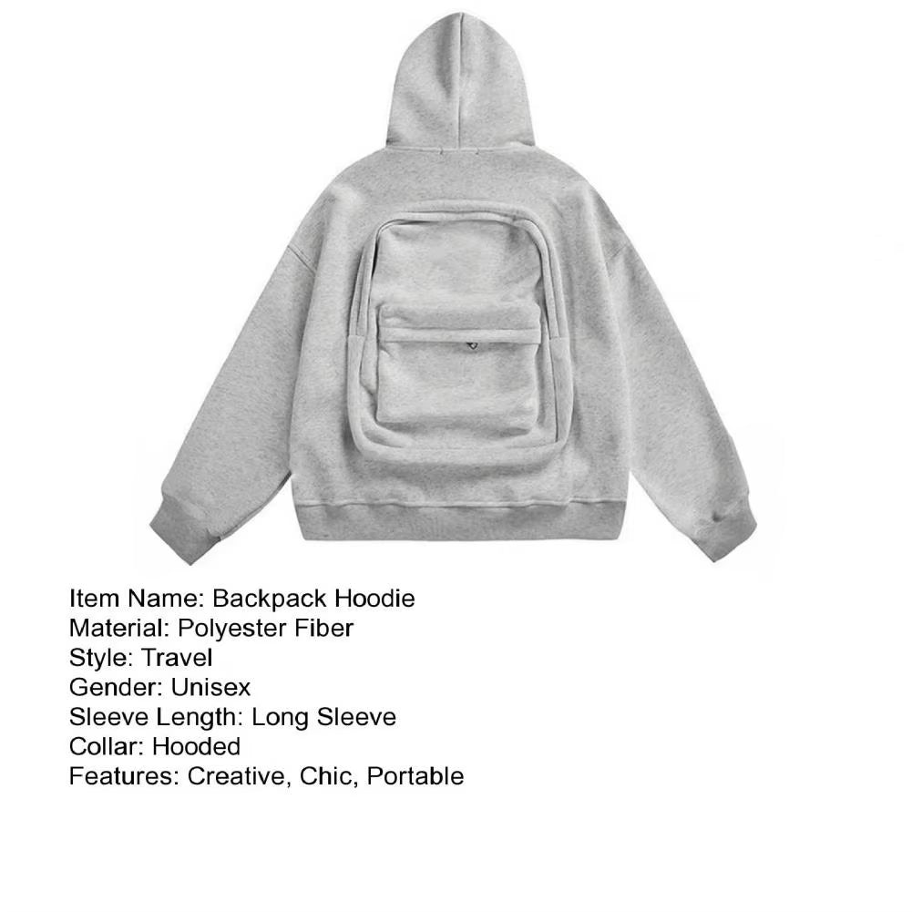 American Style Casual Loose Men'S Hoodie Sweater Backpack Integrated Spring Autumn Design Unique Loose Outerwear