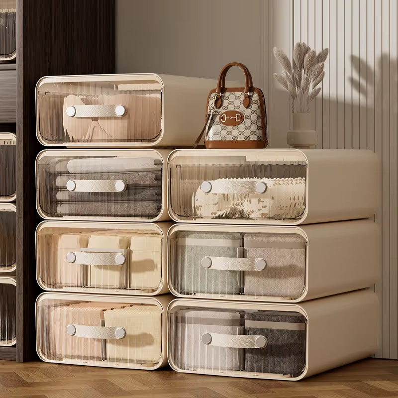 Underwear Classification Drawer Style Storage Box Household Dust-Proof Partition Detachable Plastic Wardrobe Sock Storage Boxes