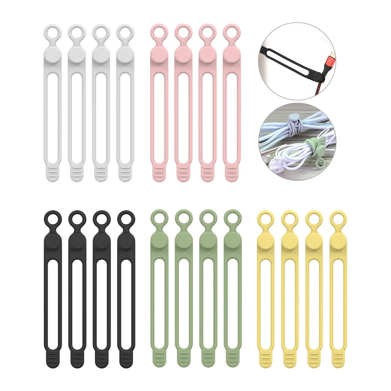 Silicone Cable Ties,Cord Organizer,Cable Straps,Reusable Cord Ties,Travel Cable Organizer ,Cute Elastic Tie, Wire Ties