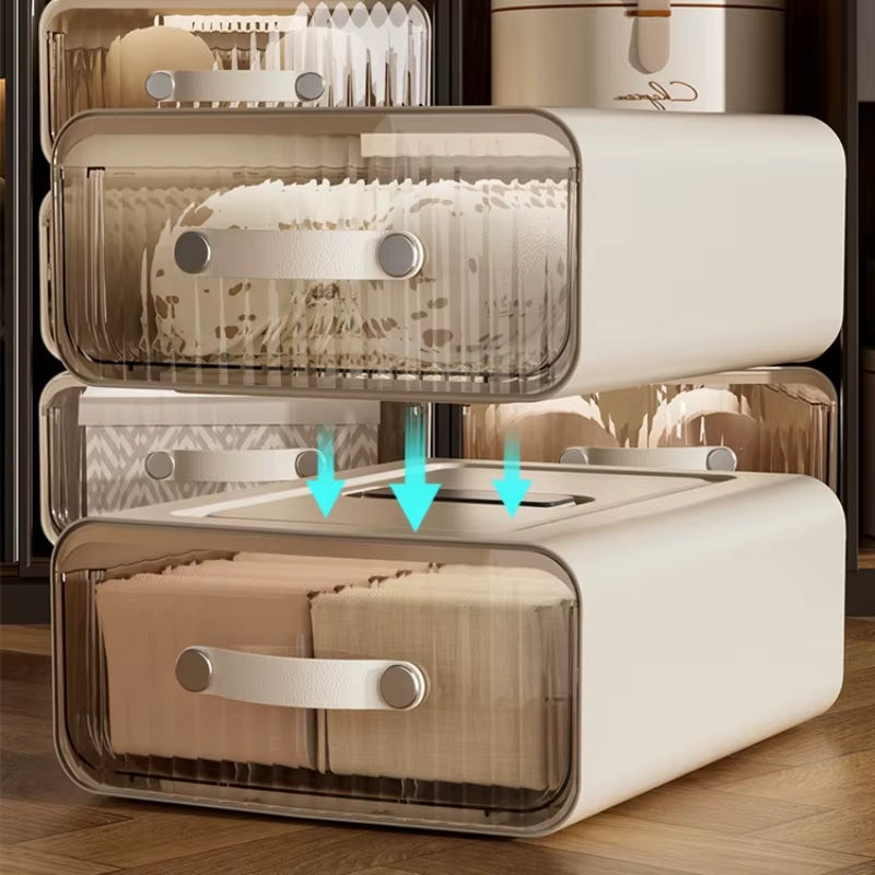Underwear Classification Drawer Style Storage Box Household Dust-Proof Partition Detachable Plastic Wardrobe Sock Storage Boxes