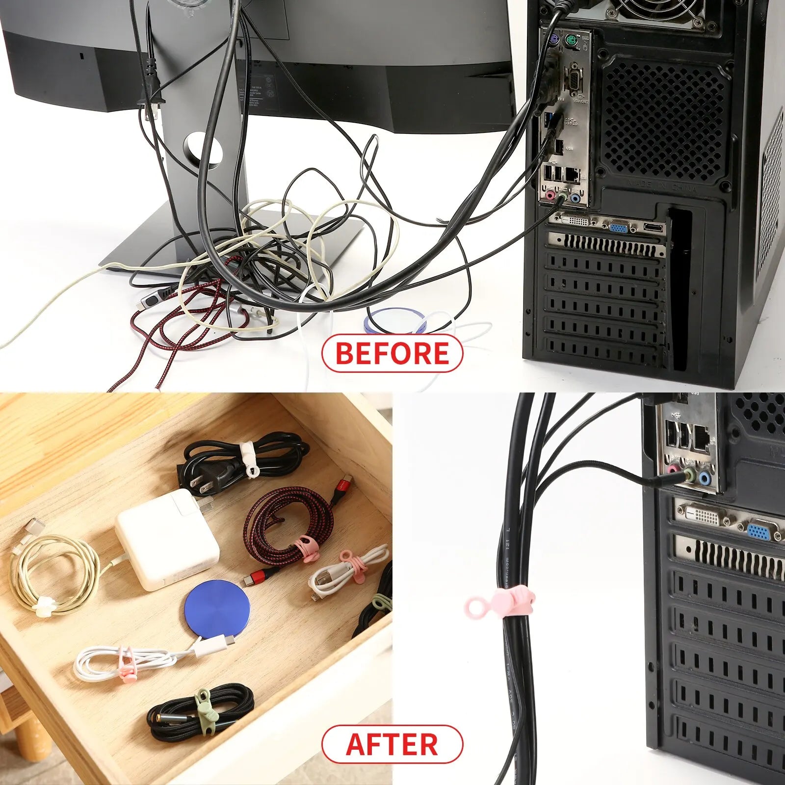 Silicone Cable Ties,Cord Organizer,Cable Straps,Reusable Cord Ties,Travel Cable Organizer ,Cute Elastic Tie, Wire Ties