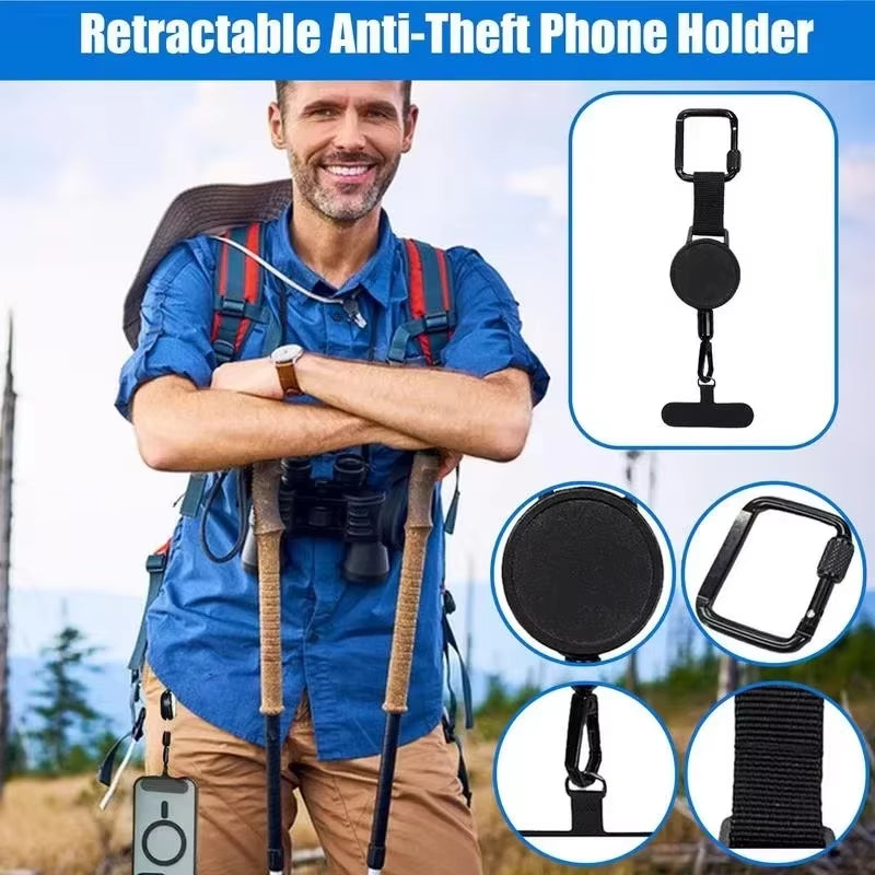 Retractable Anti-Theft Phone Holder Cellphone Lanyard Strap Smartphone Safety Tether Belt Clip Cellphone Lanyard for Travel