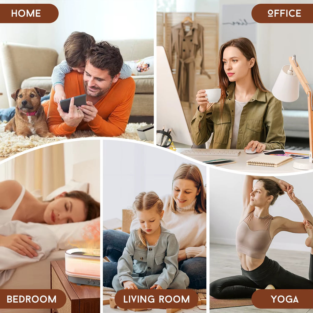 Air Humidifier Essential Oils Humidifiers Home Aroma Humidifier Flame Automatic Fragrance Diffuser with LED Light