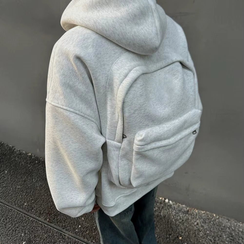 American Style Casual Loose Men'S Hoodie Sweater Backpack Integrated Spring Autumn Design Unique Loose Outerwear