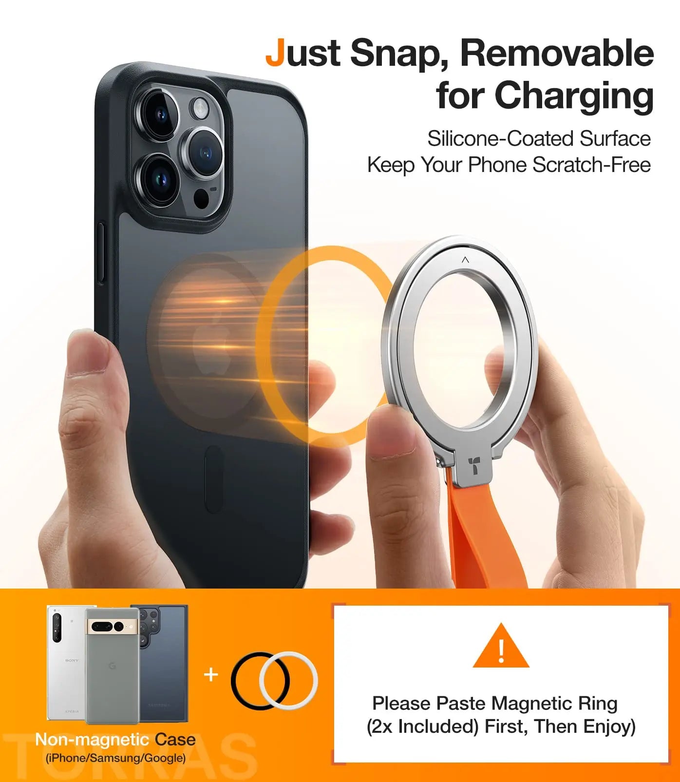 Magnetic Phone Grip Holder with Silicone Finger Strap Magsafe Ring Holder for Iphone 15 14 13 12 Pro Max plus S24 Ultra