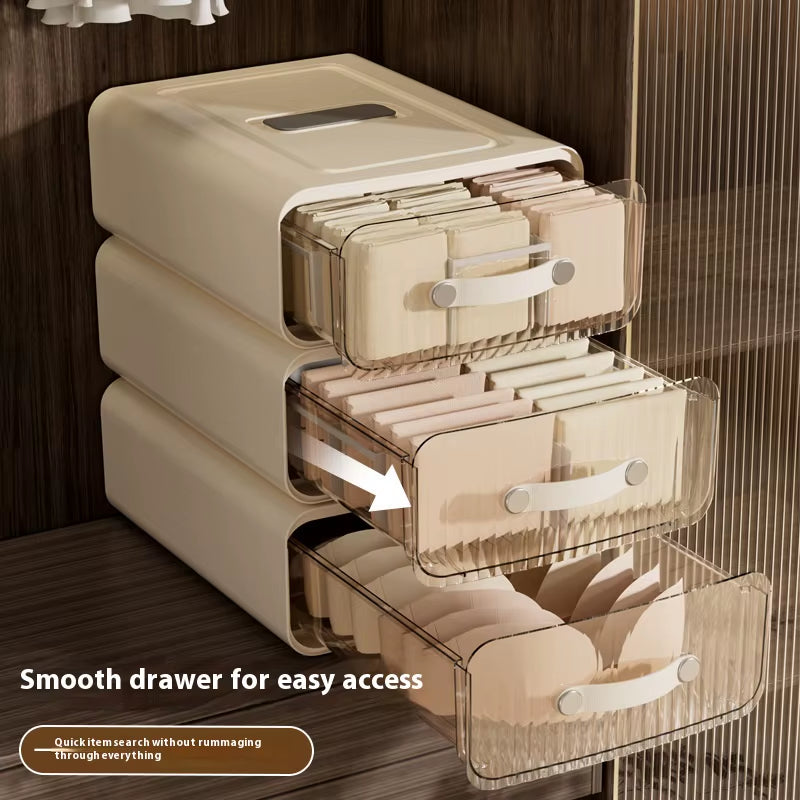 Underwear Classification Drawer Style Storage Box Household Dust-Proof Partition Detachable Plastic Wardrobe Sock Storage Boxes