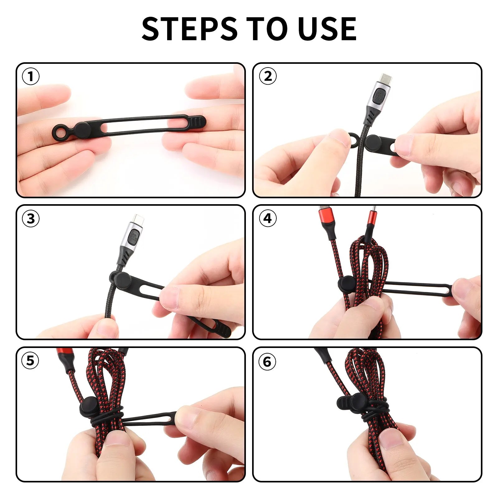 Silicone Cable Ties,Cord Organizer,Cable Straps,Reusable Cord Ties,Travel Cable Organizer ,Cute Elastic Tie, Wire Ties