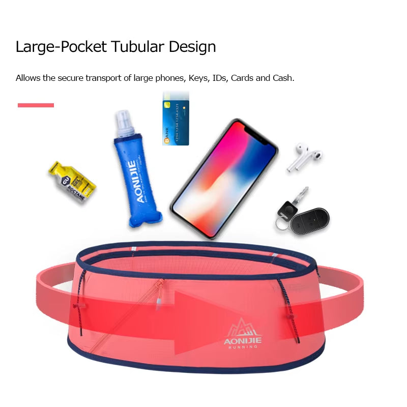 Unisex Hydration Running Belt Superlight Running Waist Bag Trail Marathon Gym Workout Fitness Mobile Phone Holder W8101