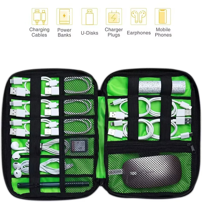 1Pc Portable Cord Organizer - Compact Tech Bag for Travel - Cable Storage and Electronic Accessories
