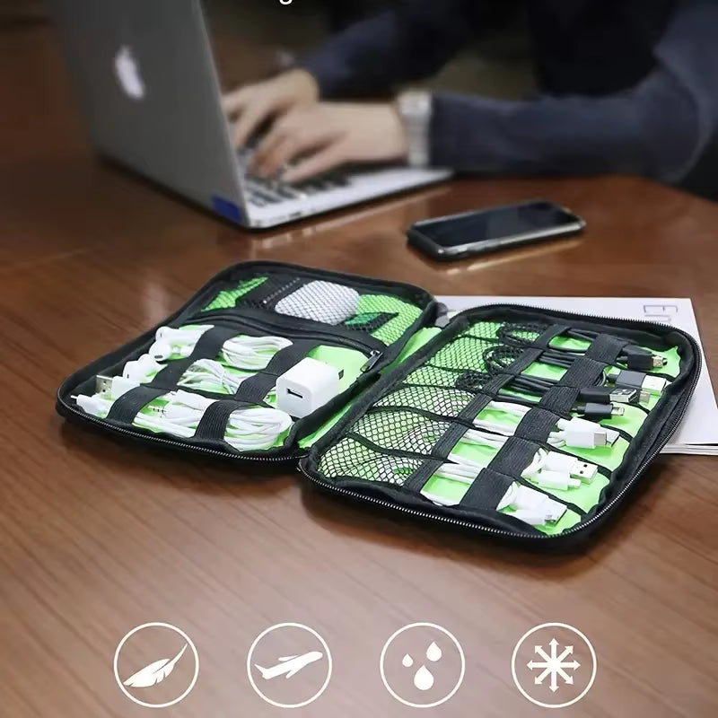 1Pc Portable Cord Organizer - Compact Tech Bag for Travel - Cable Storage and Electronic Accessories