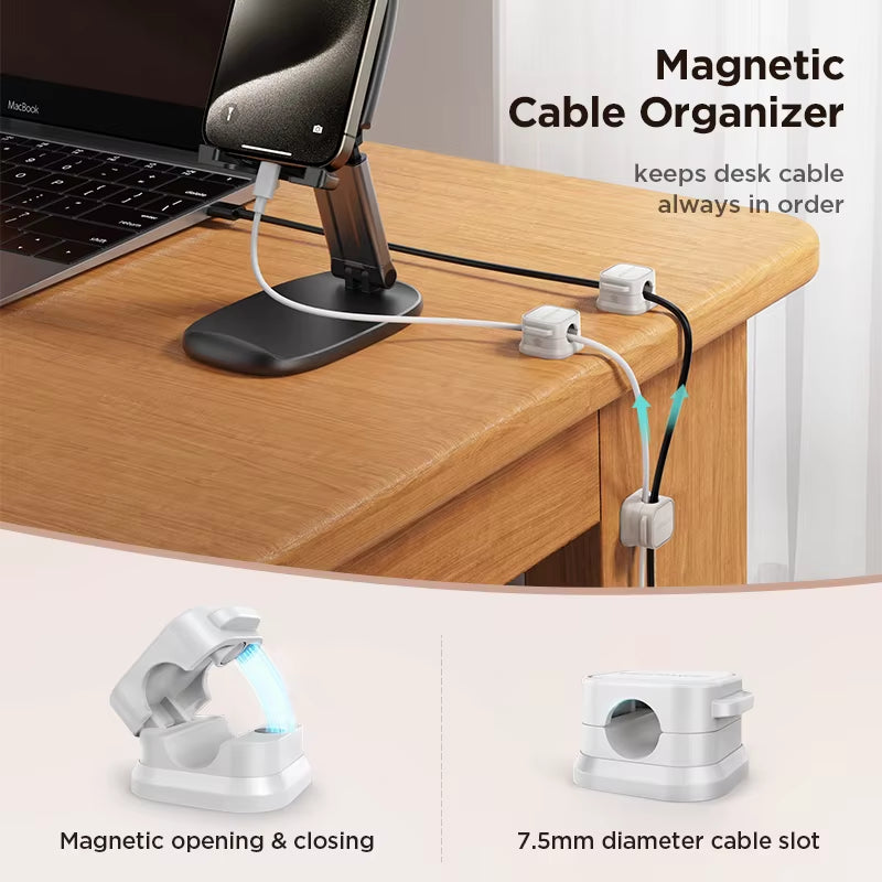3/6Pcs Magnetic Cable Clips Cable Smooth Adjustable Cord Holder under Desk Cable Management Wire Keeper Cable Organizer