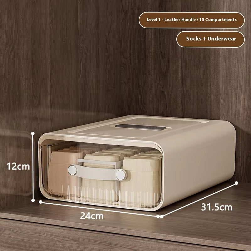 Underwear Classification Drawer Style Storage Box Household Dust-Proof Partition Detachable Plastic Wardrobe Sock Storage Boxes