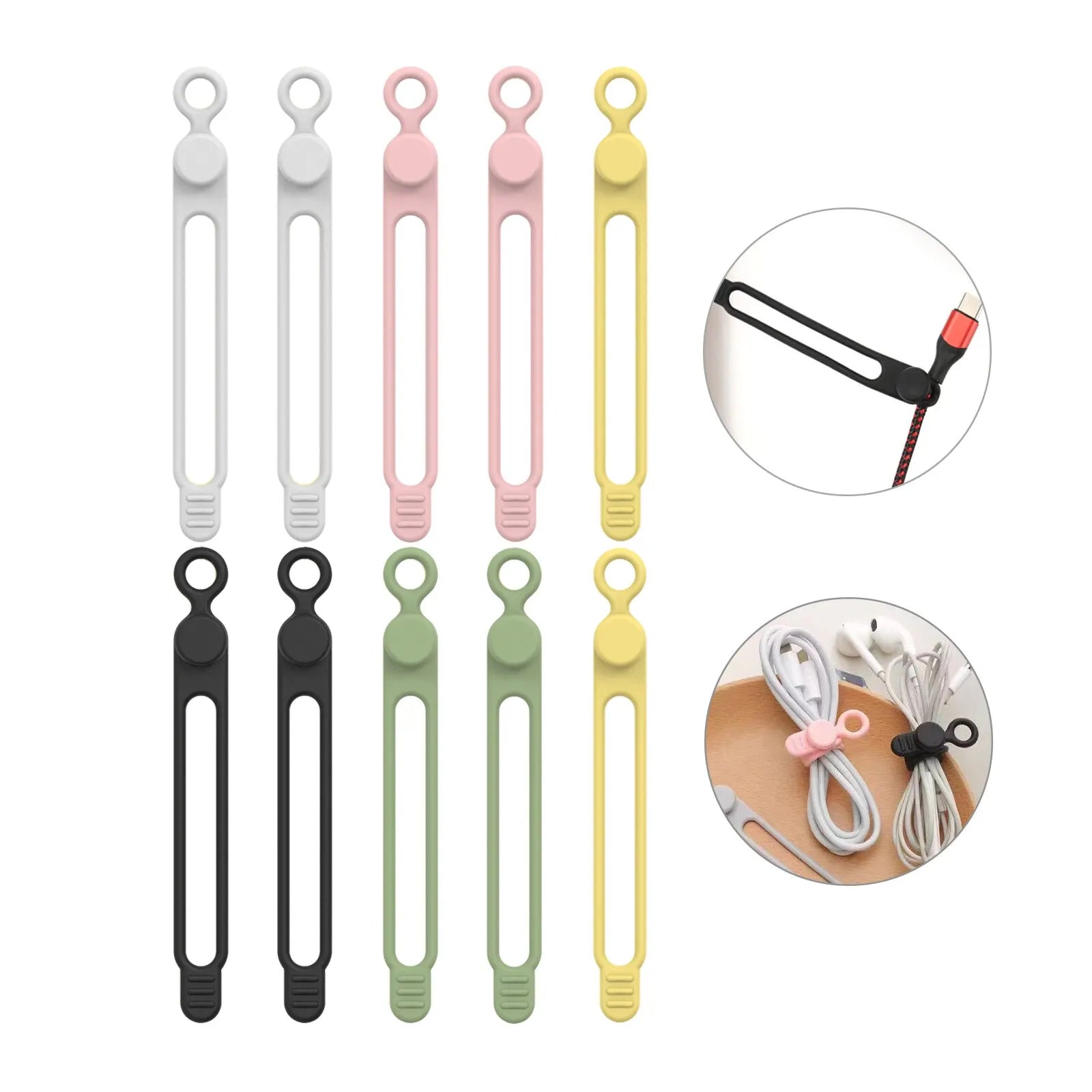 Silicone Cable Ties,Cord Organizer,Cable Straps,Reusable Cord Ties,Travel Cable Organizer ,Cute Elastic Tie, Wire Ties