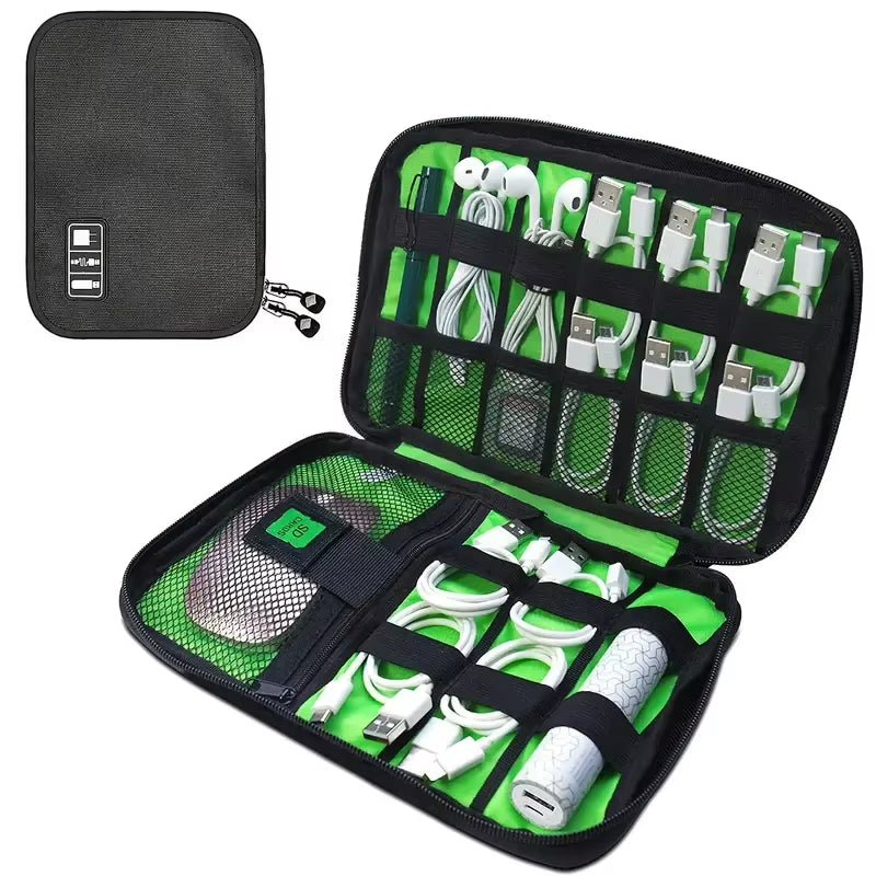 1Pc Portable Cord Organizer - Compact Tech Bag for Travel - Cable Storage and Electronic Accessories